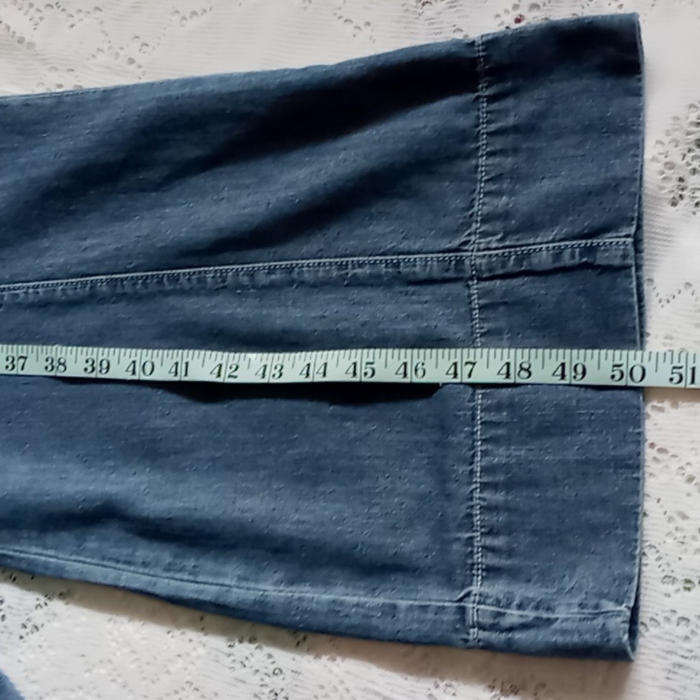 Anthropologie Pilcro Femme Denim Chambray Wide Leg Crop Jumpsuit Size 4 - Picture 9 of 16